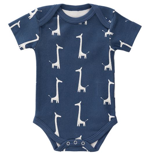 body mezza manica azzurro con giraffa bianche