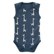 Body senza manica Fresk baby Giraffa Blu in cotone bio