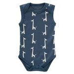 Body senza manica Fresk baby Giraffa Blu in cotone bio