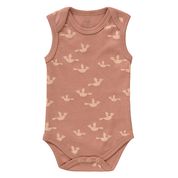 body senza maniche per neonato con passerotti rosa