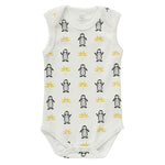 Body senza manica Fresk baby Pinguino Bianco in cotone bio