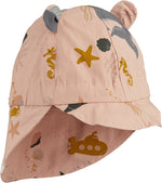 Cappello in cotone organico GORM con tesa allungata sulla nuca, Liewood - Sea creature rose mix