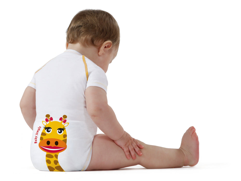Body neonato 4 stagioni, taglia unica 0-36 mesi, J Bimbi - Collezione Baby Jungle- Giraffa gialla