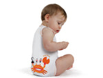Body neonato senza manica, taglia unica 0-36 mesi, J Bimbi -Summer Collection Baby Pirates - Granchio