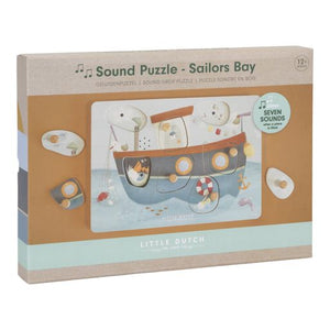 Sound Puzzle Sailor Bay, puzzle sonoro in legno, Little Dutch. Gioco nella sua confezione in cartone