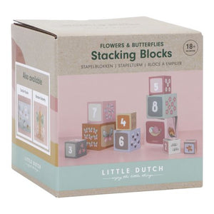 Stacking Blocks, blocchi impilabili in cartone, Little Dutch. Gioco a tema Fiori&Farfalle nella sua confezione