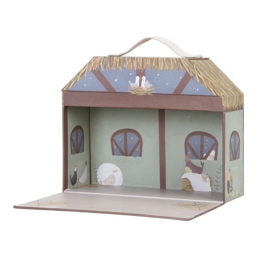 Christmas Manger, Presepe, Little Dutch. Vista della confezione aperta che rappresenta la capanna della Natività