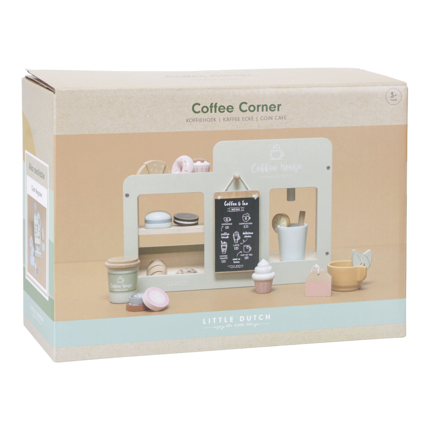 Coffee Corner, caffetteria in legno, Little Dutch. Gioco nella sua confezione di cartone
