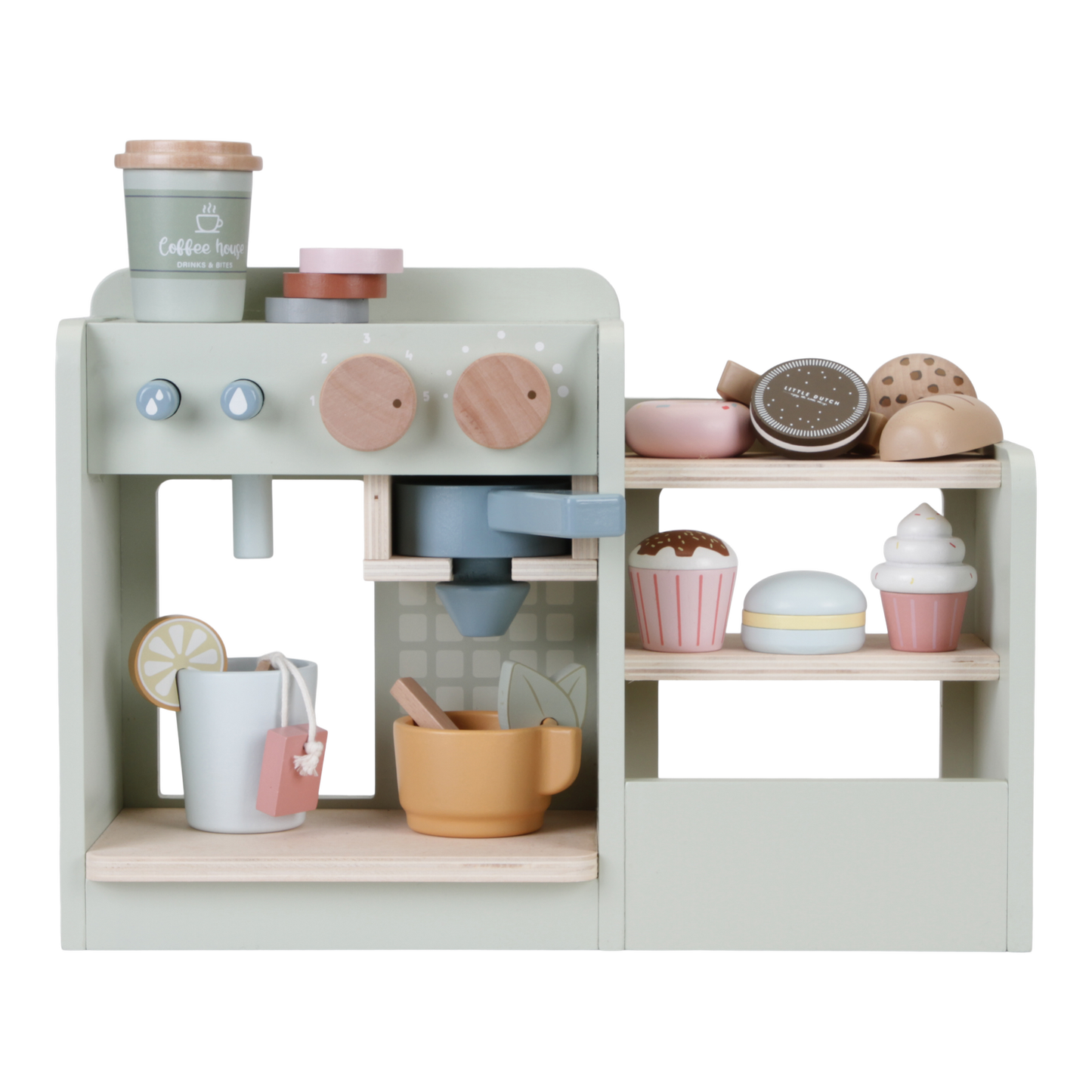 Coffee Corner, caffetteria in legno, Little Dutch. Gioco montato completo di accessori