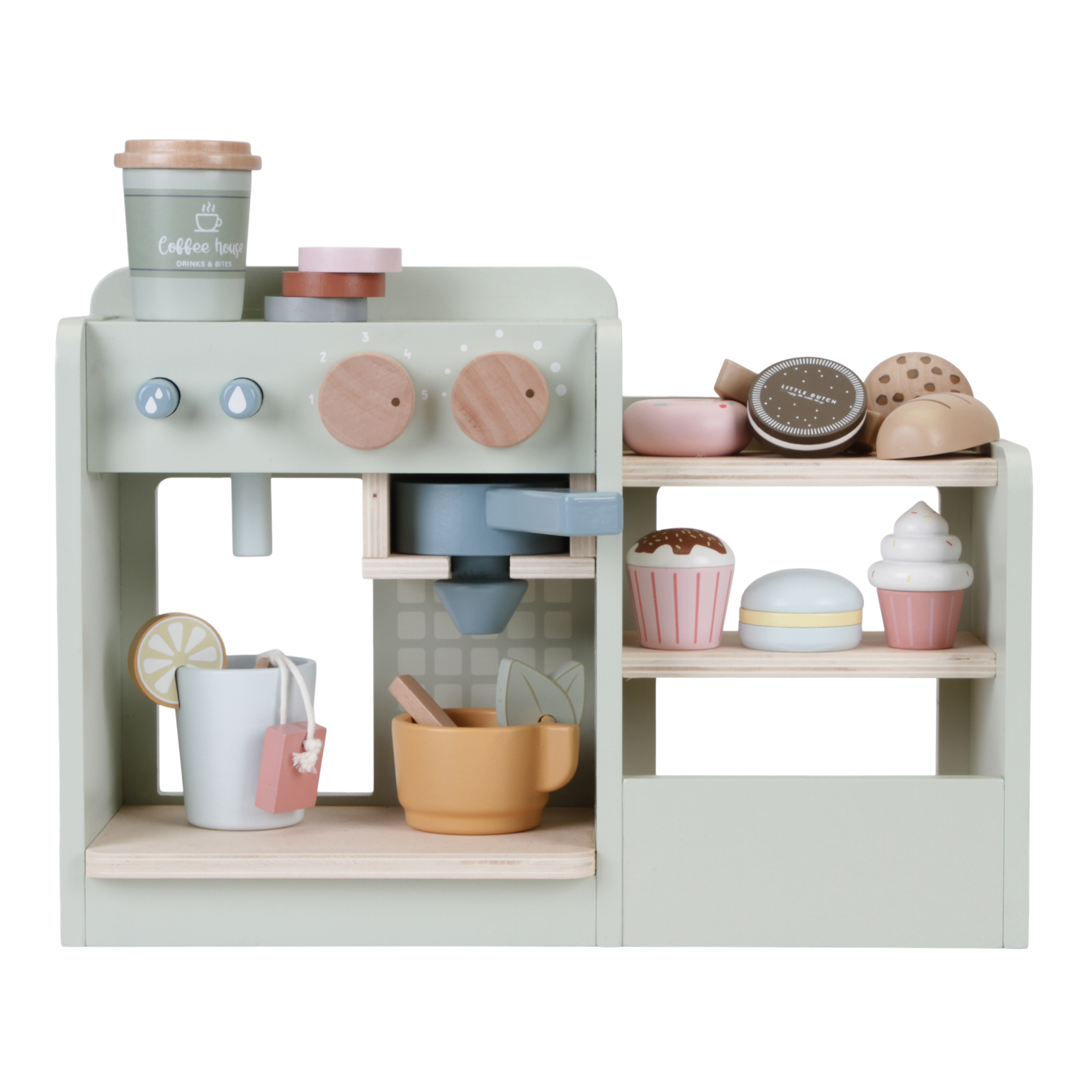 Coffee Corner, caffetteria in legno, Little Dutch. Gioco montato completo di accessori
