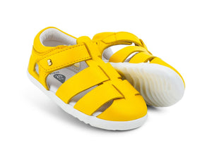 sandalo pelle giallo ragnetto e suola bianca