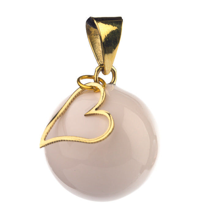 Bola Chiama Angeli bianca con cuoricino placcato oro pendente.