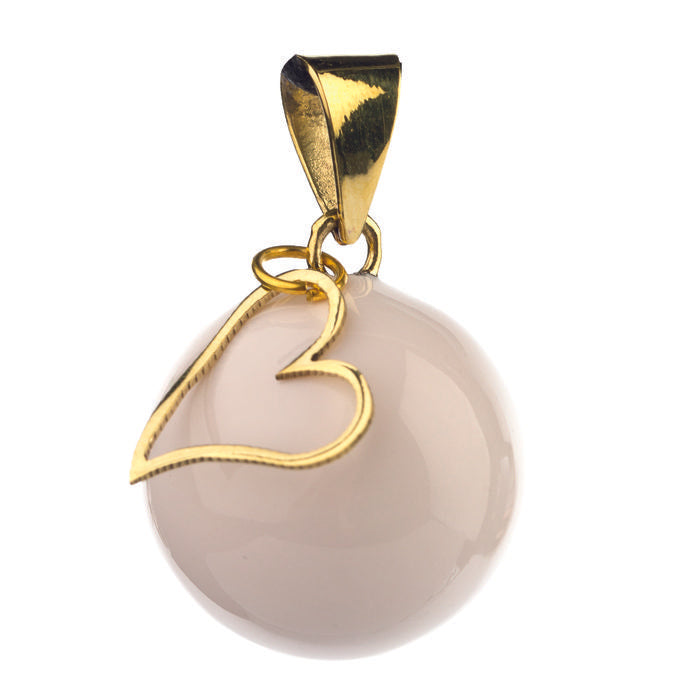 
                
                    Carica l&amp;#39;immagine nella Galleria, Bola Chiama Angeli bianca con cuoricino placcato oro pendente.
                
            