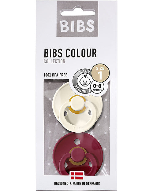 Set di due ciucci Bibs colour Ivory/Ruby