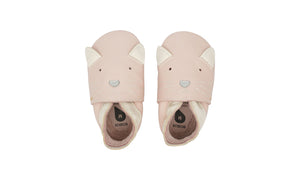 babbuccia in pelle suola scamosciata, rosa con gattino