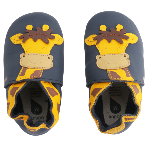 babbucce blu con giraffa