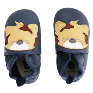 Babbucce blu con disegno leopardo marrone e toffee