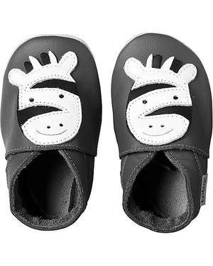 babbuccia grigia con zebra bianca e grigia