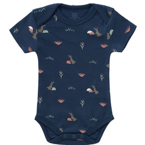 body mezza manica colore blu con fantasia coniglietto 