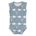 Body senza manica Fresk baby,  in cotone bio Balena Blu