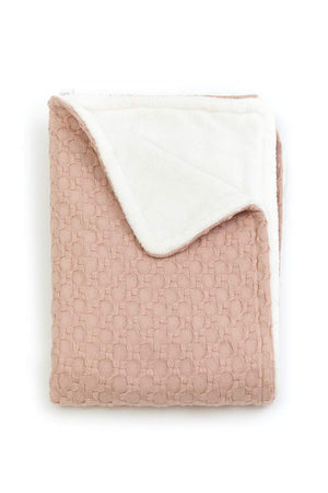 Coperta per culla 75x100 - Collezione Honey di Bamboom - color rosa con lato in spugna bianco
