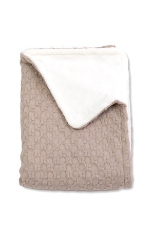 Coperta per culla 75x100 - Collezione Honey di Bamboom - color sabbia con lato in spugna bianco