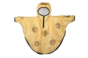 mantellina poncho per la pioggia gialla con fantasia leoncino