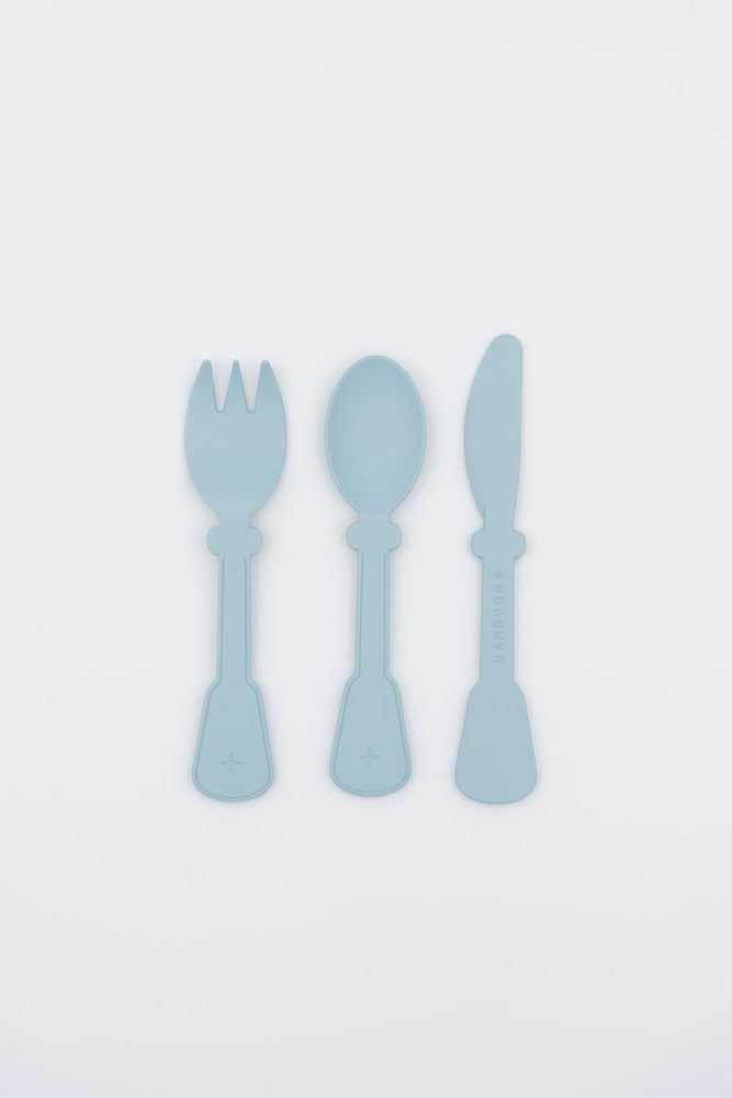 Set di posate (forchetta, coltello, cucchiaio), Bamboom. Variante azzurro ghiaccio