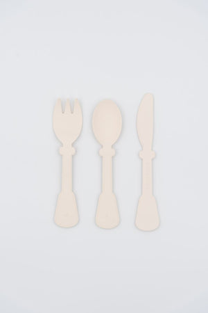 Set di posate (forchetta, coltello, cucchiaio), Bamboom. Variante crema