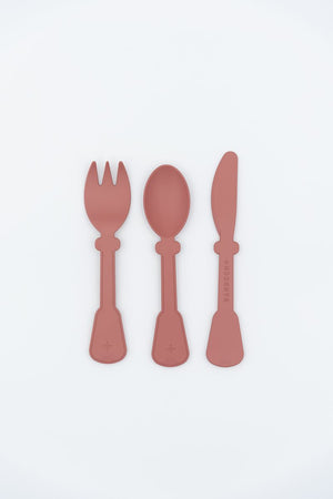 Set di posate (forchetta, coltello, cucchiaio), Bamboom. Variante mattone