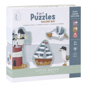 Puzzle 6 in 1, Baia dei Marinai, Little Dutch. Confezione in cartone