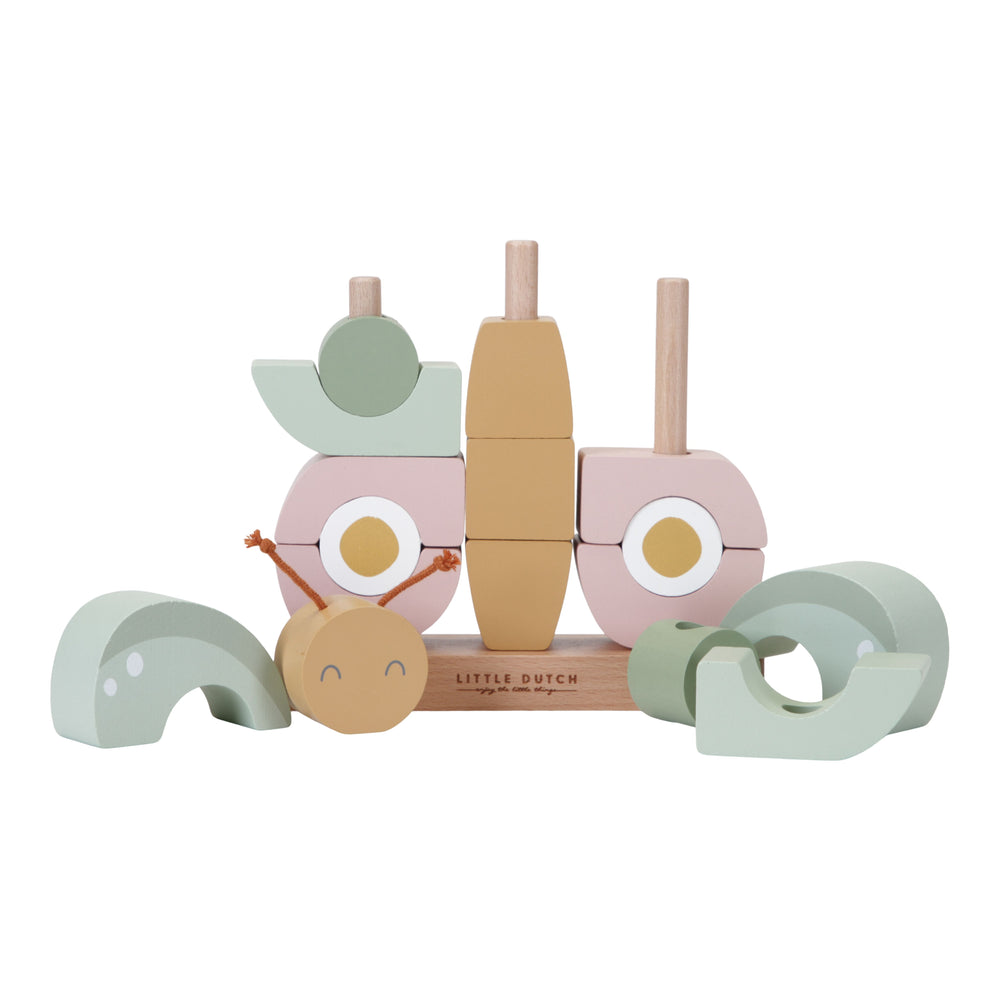 Stacker Butterfly, gioco impilabile a tema farfalla in legno, Little Dutch. Gioco scomposto.