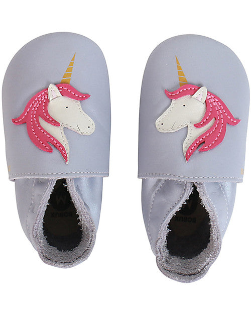 Babbucce lilla con unicorno bianco, criniera rosa e corno oro