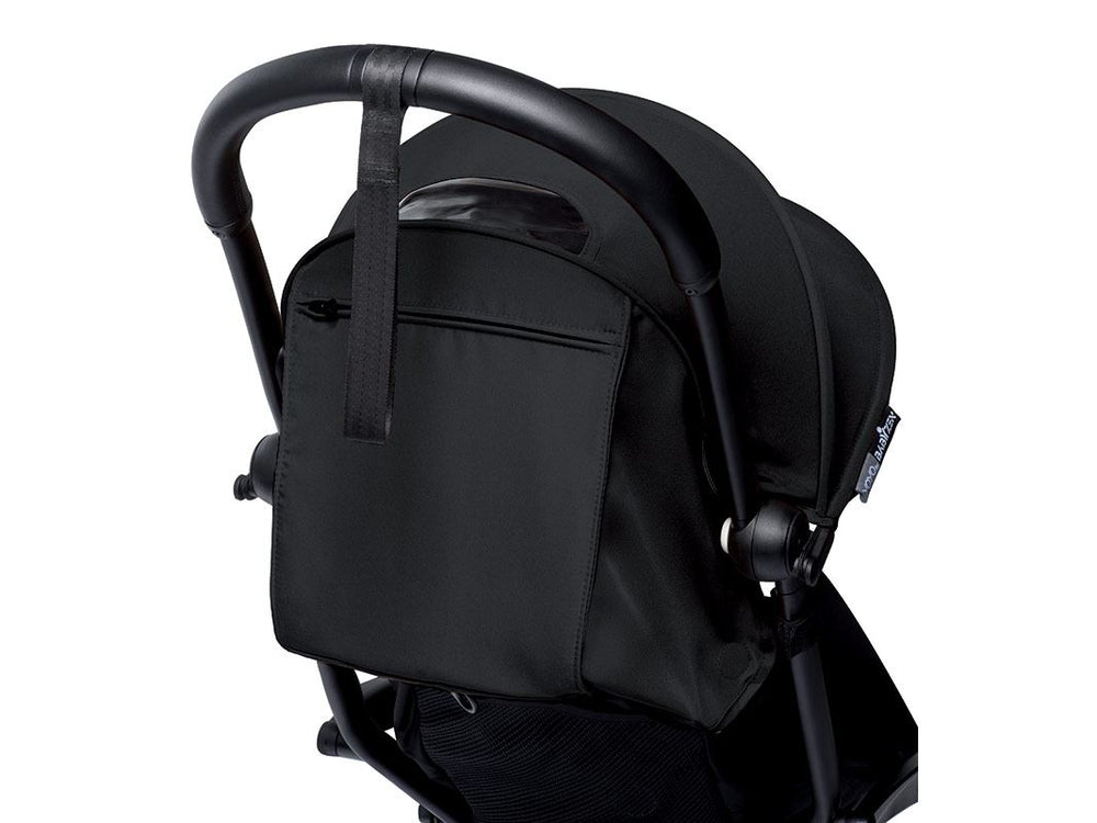 tasca sullo schiena del passeggino yoyo con rivestimento nero e telaio nero